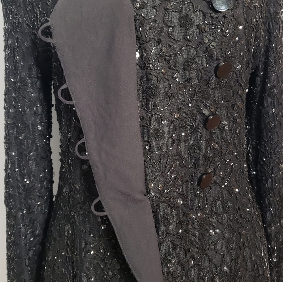 GIORGIO ARMANI black floral sequins jacket SZ 42 - Picture 4 of 10